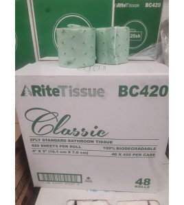 RiteTissue Classic 2 ply Quality Bathroom Tissue 420 Sheets, 48/Pack RiteTissue Classic 2 ply Quality Bathroom Tissue 420 Sheets, 48/Pack