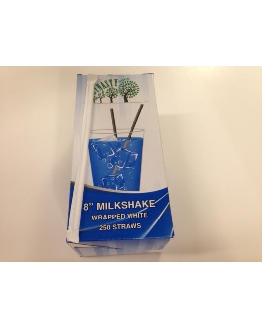 8 Inch Milkshake Straws Individually Wrapped 6000pcs / Case