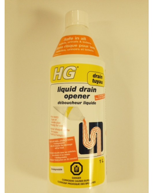 HG: Liquid Acid Free Drain Opener 1L Bottle x 6 Bottles Per Case