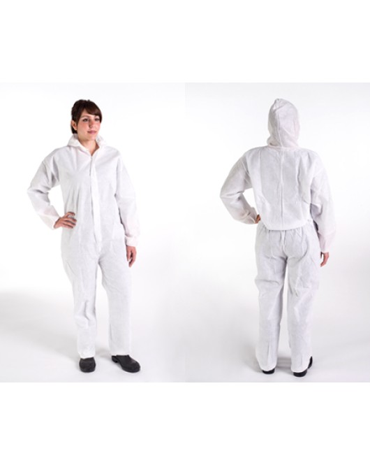 WHITE 60G BREATHABLE MEMBRANE HOODED COVERALL case of 25 