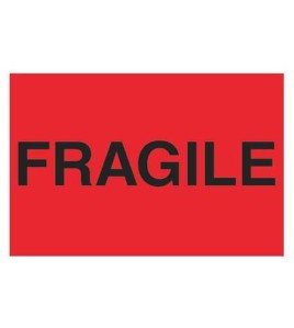 fragile label 2 x 4 &quot;white red print 500 in a roll