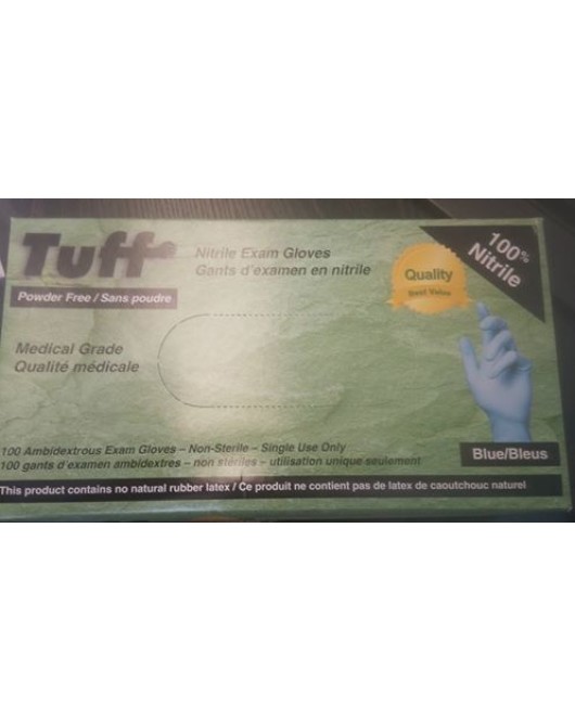 Tuff nitrile exam gloves medical grade 4 mill Powder Free 100x10box