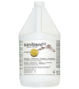 SANIBLEND 32 lemon cleaner disinfectant concentrated neutral formulation 4 Liter bottle Safeblend SANIBLEND 32 lemon cleaner disinfectant concentrated neutral formulation 4 Liter bottle Safeblend