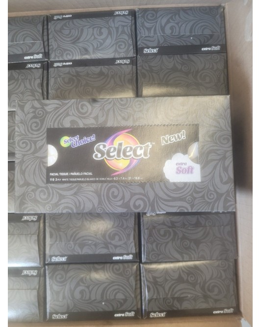 Select Facial Tissue 2-ply 110 sheets per a box ,36 boxes case